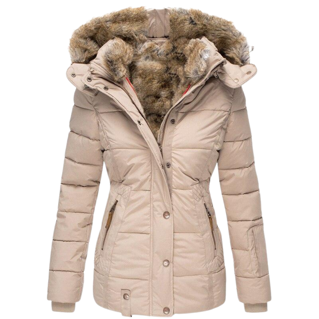 R&B | Gesteppter Wintermantel für Damen mit Fellkragen