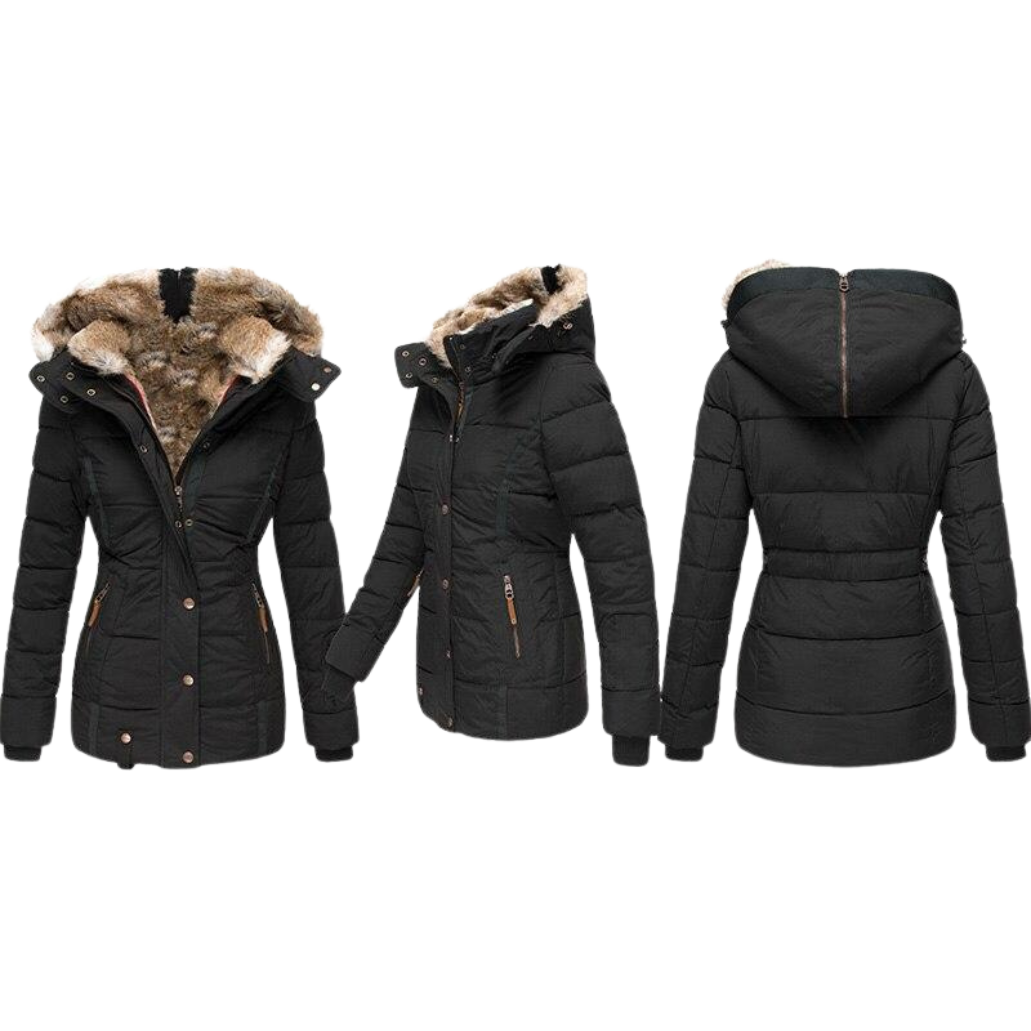 R&B | Gesteppter Wintermantel für Damen mit Fellkragen