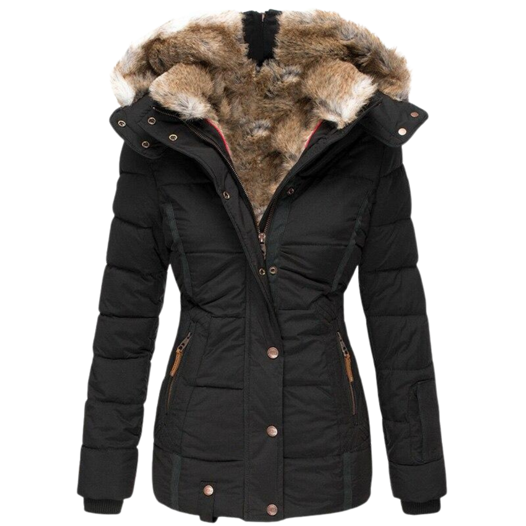 R&B | Gesteppter Wintermantel für Damen mit Fellkragen