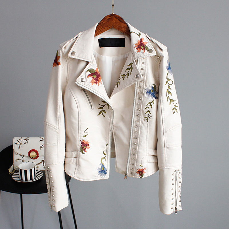 R&B | Bikerjacke mit Stickerei Pu-leder Elegant, Einzigartig