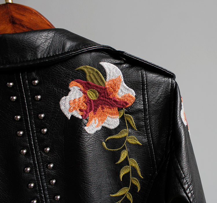 R&B | Bikerjacke mit Stickerei Pu-leder Elegant, Einzigartig