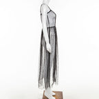 R&B | Stern Schwarz Netz Transparent Ärmelloses Maxi-Kleid