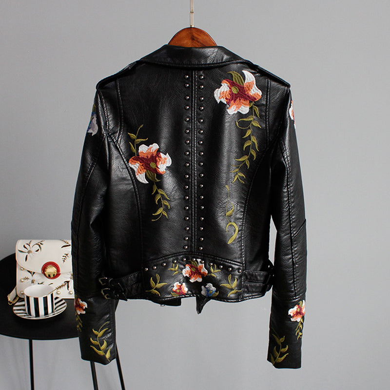 R&B | Bikerjacke mit Stickerei Pu-leder Elegant, Einzigartig
