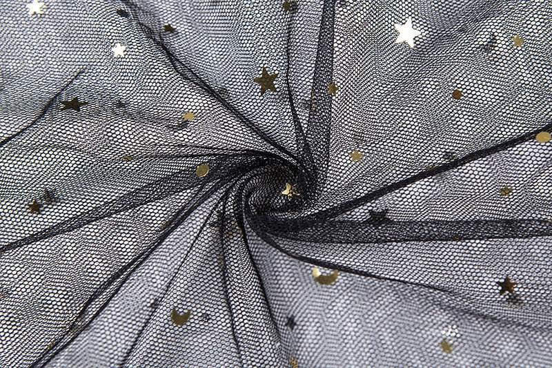 R&B | Stern Schwarz Netz Transparent Ärmelloses Maxi-Kleid