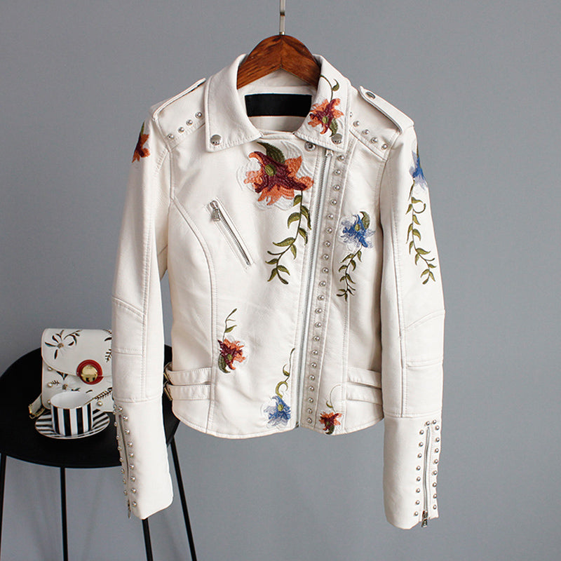 R&B | Bikerjacke mit Stickerei Pu-leder Elegant, Einzigartig