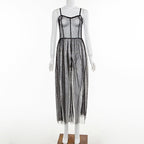 R&B | Stern Schwarz Netz Transparent Ärmelloses Maxi-Kleid
