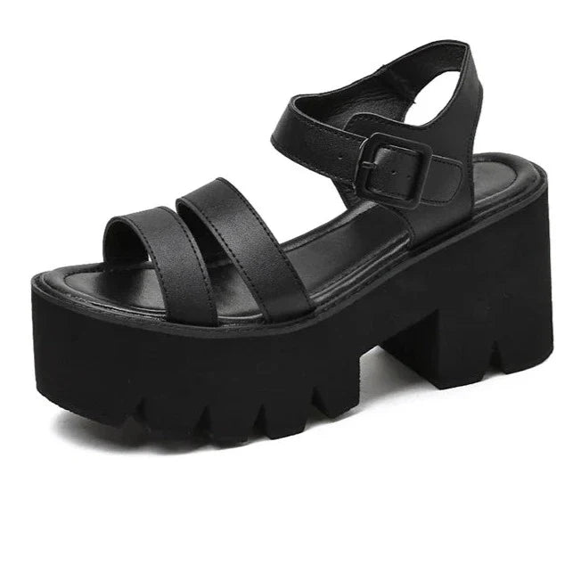 R&B | Schwarze Plattform Chunky Sandalen