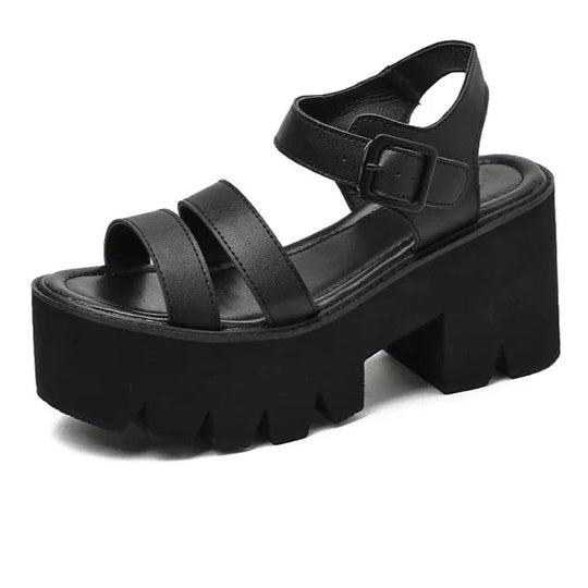 R&B | Schwarze Plattform Chunky Sandalen