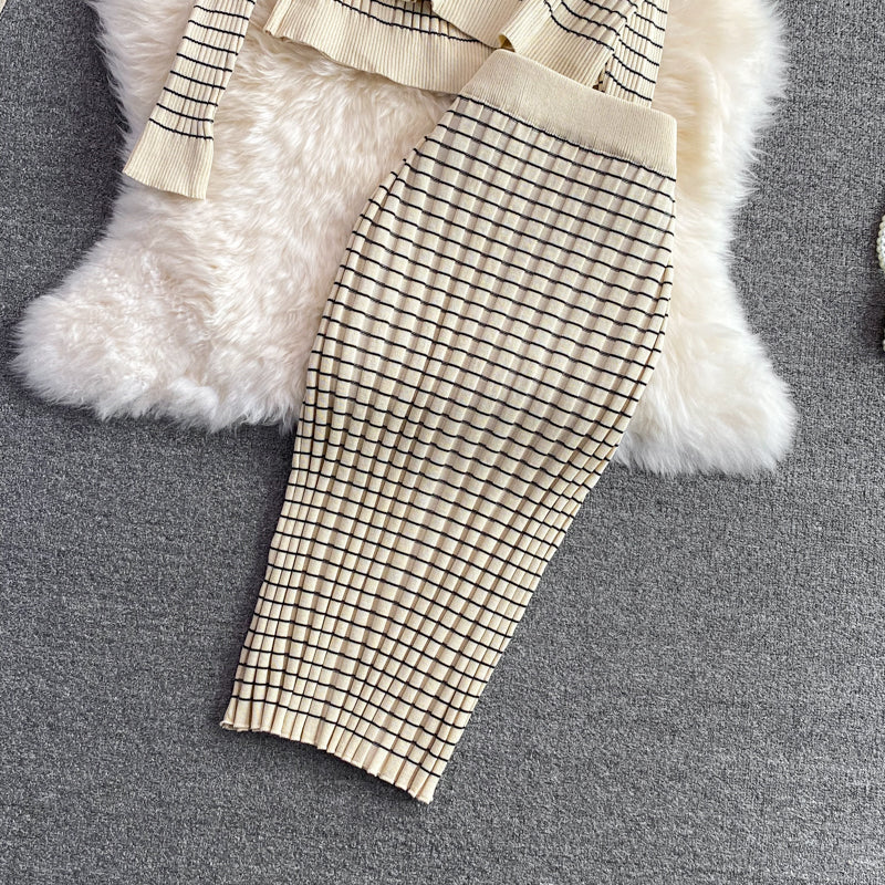 R&B | Plaid Strick 3 Teiliges Satz Anzug