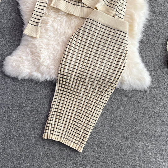 R&B | Plaid Strick 3 Teiliges Satz Anzug