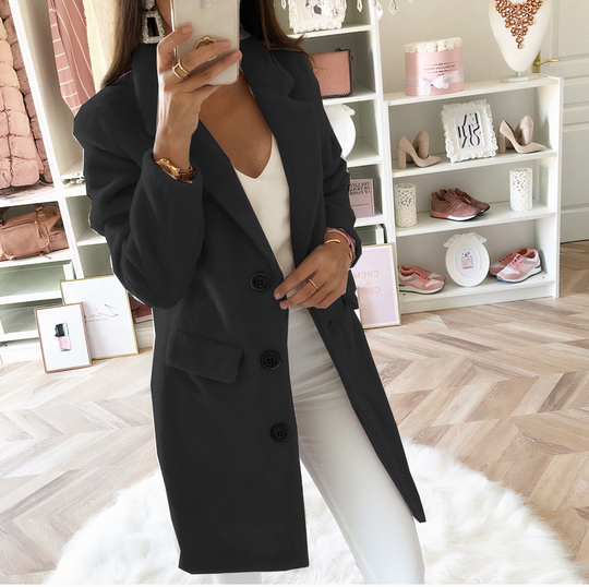 R&B | mantel - stylische lange Damenjacke mit Knöpfen für die modebewusste Frau
