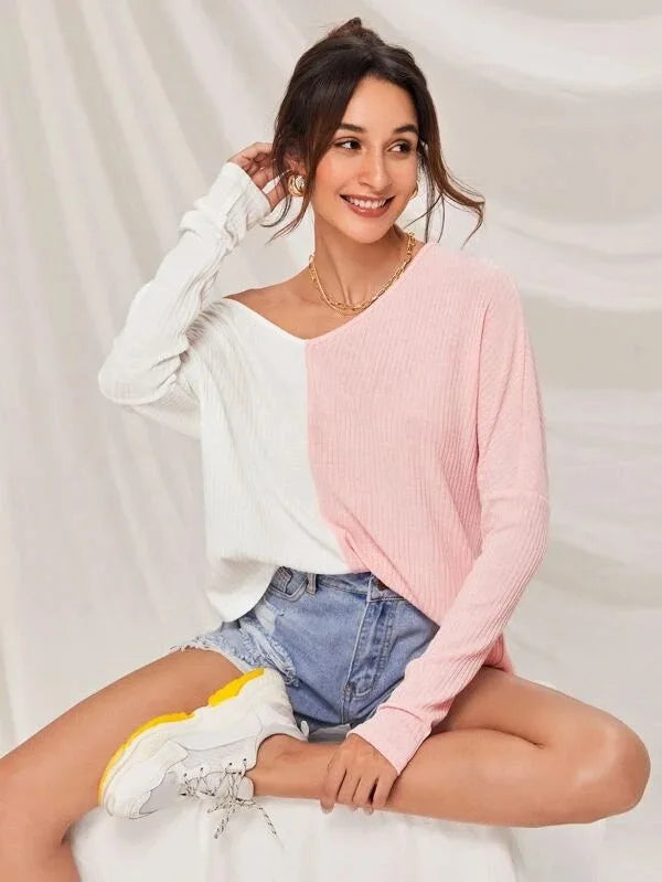 R&B | Kontrastfarbiger Pullover