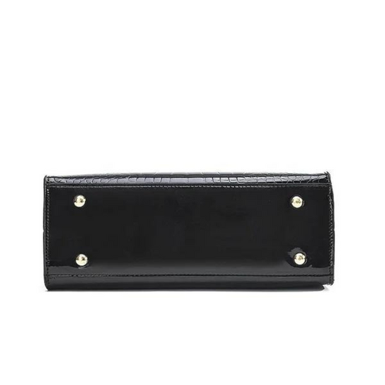 R&B | Glänzende Tote Bag mit Krokodilmuster und Langem Riemen