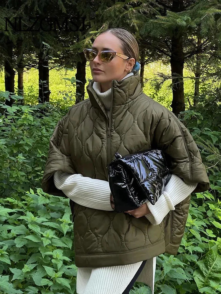 R&B | Damen Wattierte Winterjacke mit Kurzen Ärmeln und Hohem Kragen