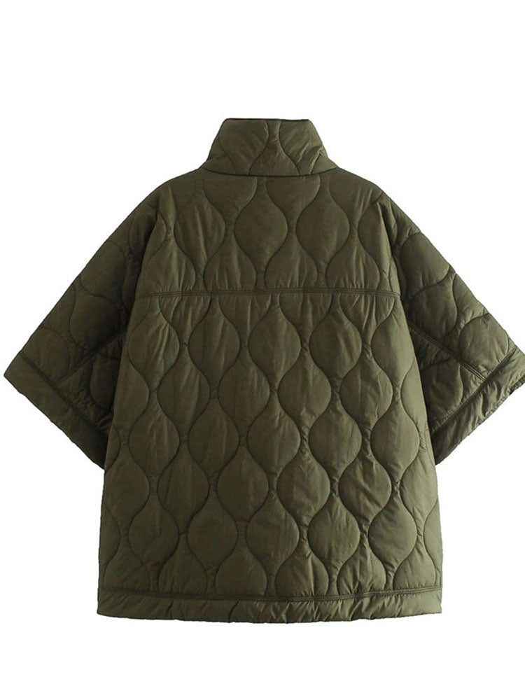 R&B | Damen Wattierte Winterjacke mit Kurzen Ärmeln und Hohem Kragen