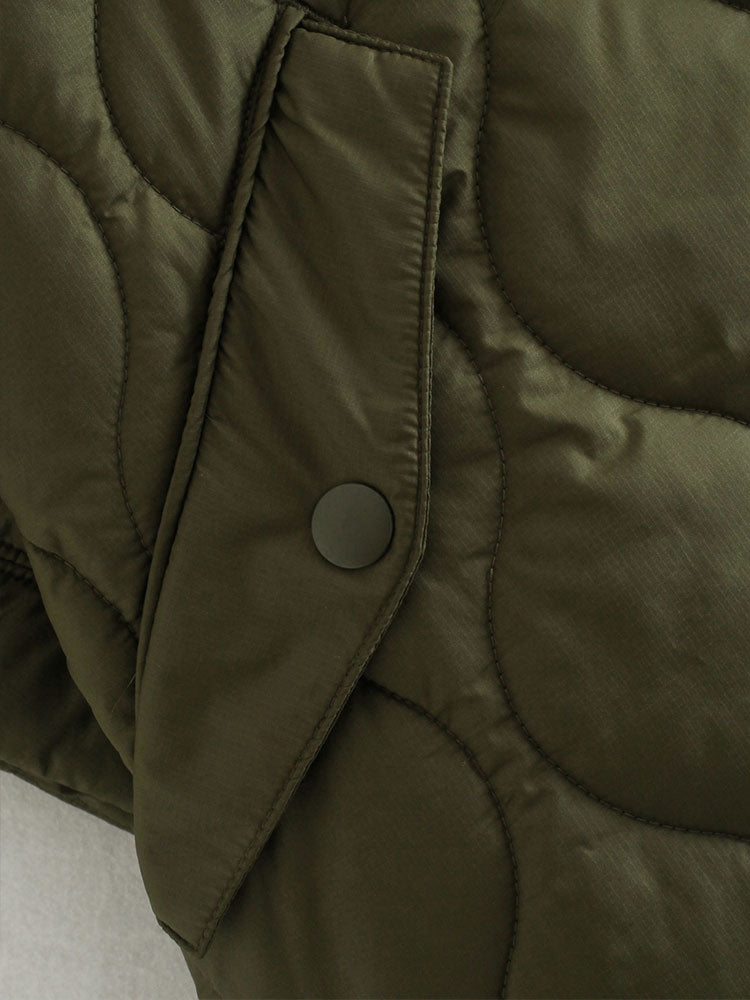 R&B | Damen Wattierte Winterjacke mit Kurzen Ärmeln und Hohem Kragen