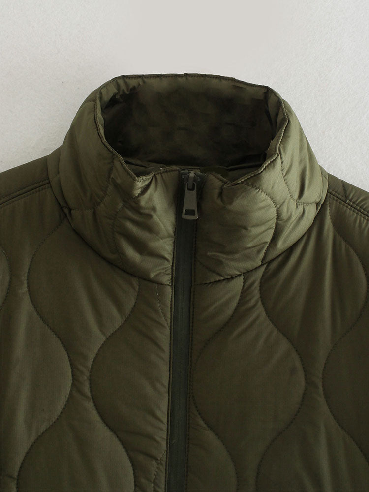 R&B | Damen Wattierte Winterjacke mit Kurzen Ärmeln und Hohem Kragen