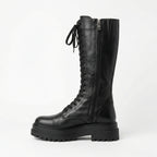 R&B | Hohe Stiefel Damen Schwarz mit Schnürung Tracksohle