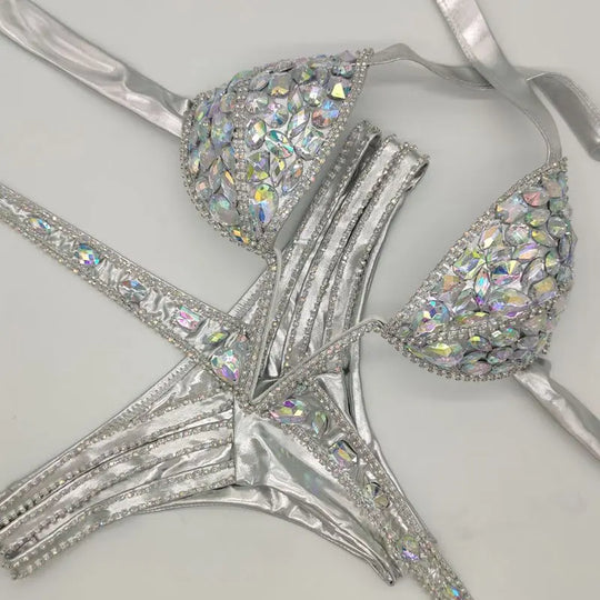 R&B | Venus Urlaub V-Kragen Rhinestone Badeanzug Daimond Bikini Set Push-Up Badeanzug Bling Stein Badeanzug