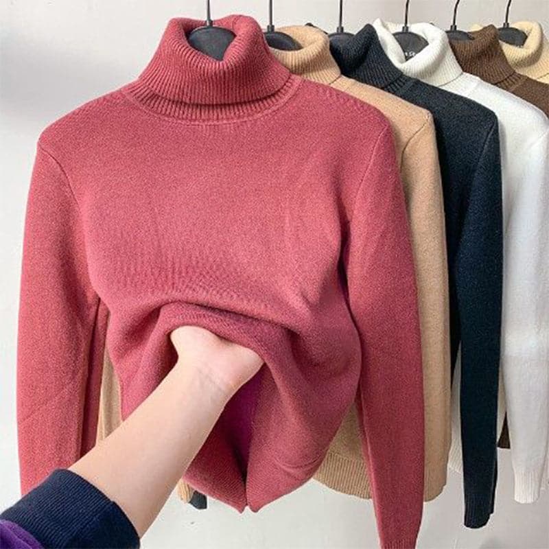 R&B | Woll-Turtleneck-Pullover Geripptes Slim Fit Sweatshirt