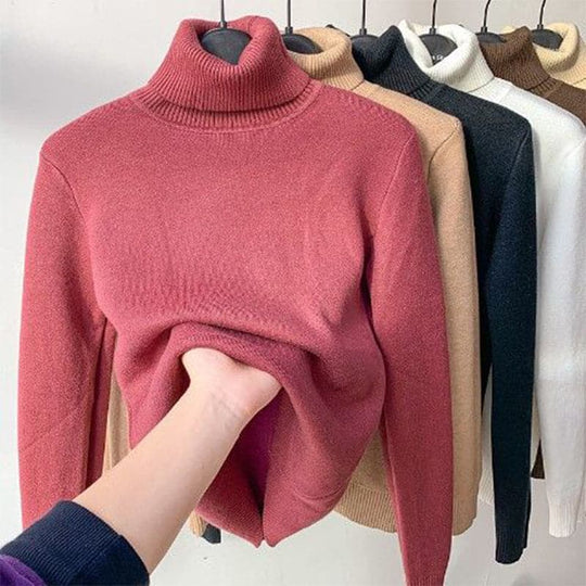 R&B | Woll-Turtleneck-Pullover Geripptes Slim Fit Sweatshirt