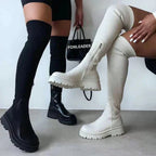 R&B | Stilvolle Damen Knielange Stiefel mit Reißverschluss
