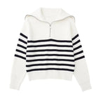 R&B | Retro Halbzip Gestreifter Pullover