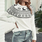 R&B | Strickpullover Fair Isle Muster Weich und Warm Rundhalsausschnitt Lange Ärmel