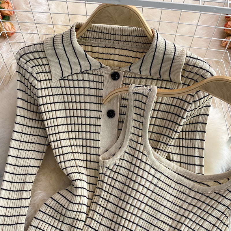 R&B | Plaid Strick 3 Teiliges Satz Anzug