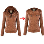 R&B | Lederjacke mit Kapuze für Damen