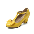 Heidi-Mode | Vintage Schuhe Damen Gelb Schleife