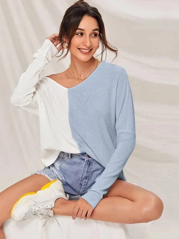 R&B | Kontrastfarbiger Pullover