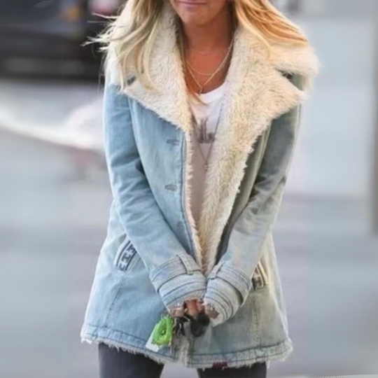 R&B | Mit langen, warmen Jeansjacke