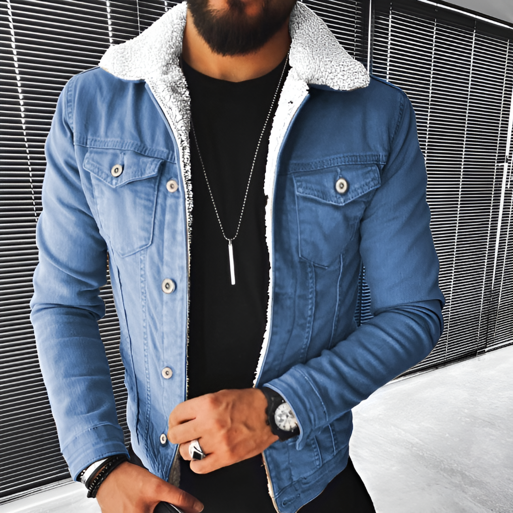 R&B | Herren Jeansjacke mit Futter Aus Pelz