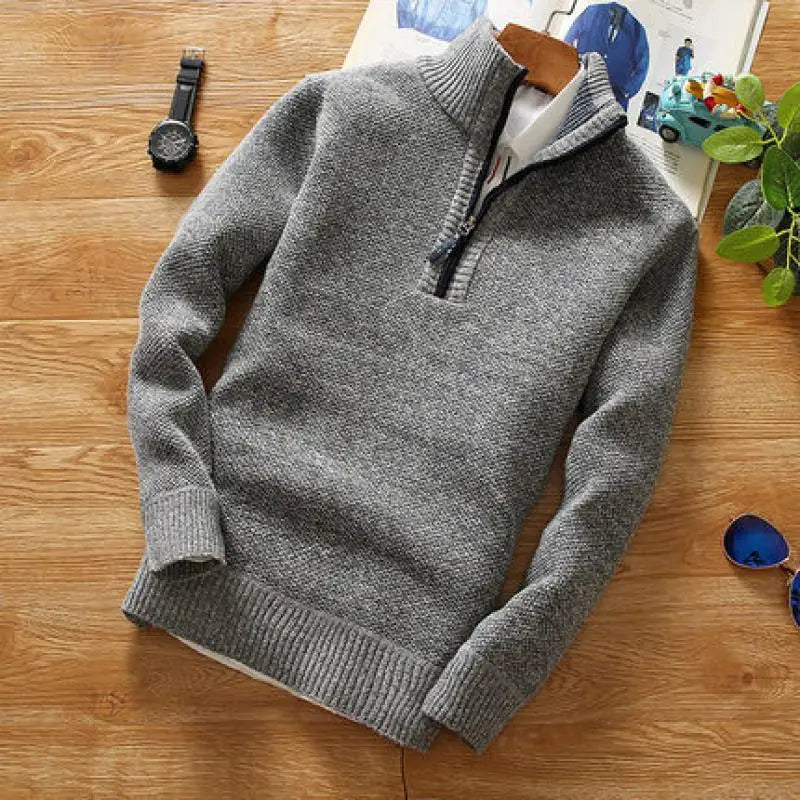 R&B | Sweater - Gestrickter Halber Reißverschluss Kragen
