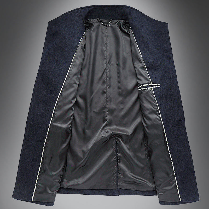 R&B | Wollmantel - Slim Fit Knopfverschluss mit eingekerbtem Kragen