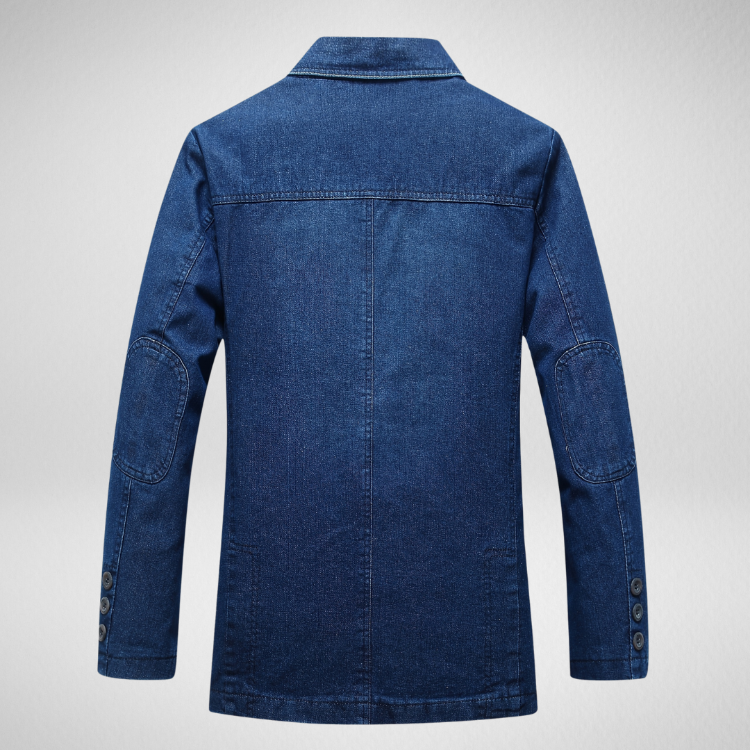 R&B | Jeansblazer Im Denim-Stil mit Einreihigem Knopfverschluss