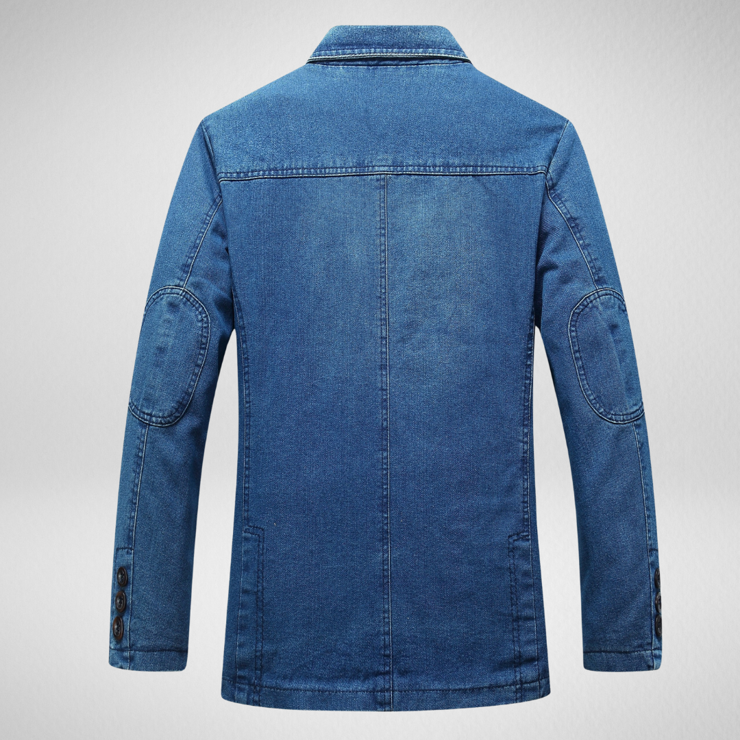 R&B | Jeansblazer Im Denim-Stil mit Einreihigem Knopfverschluss
