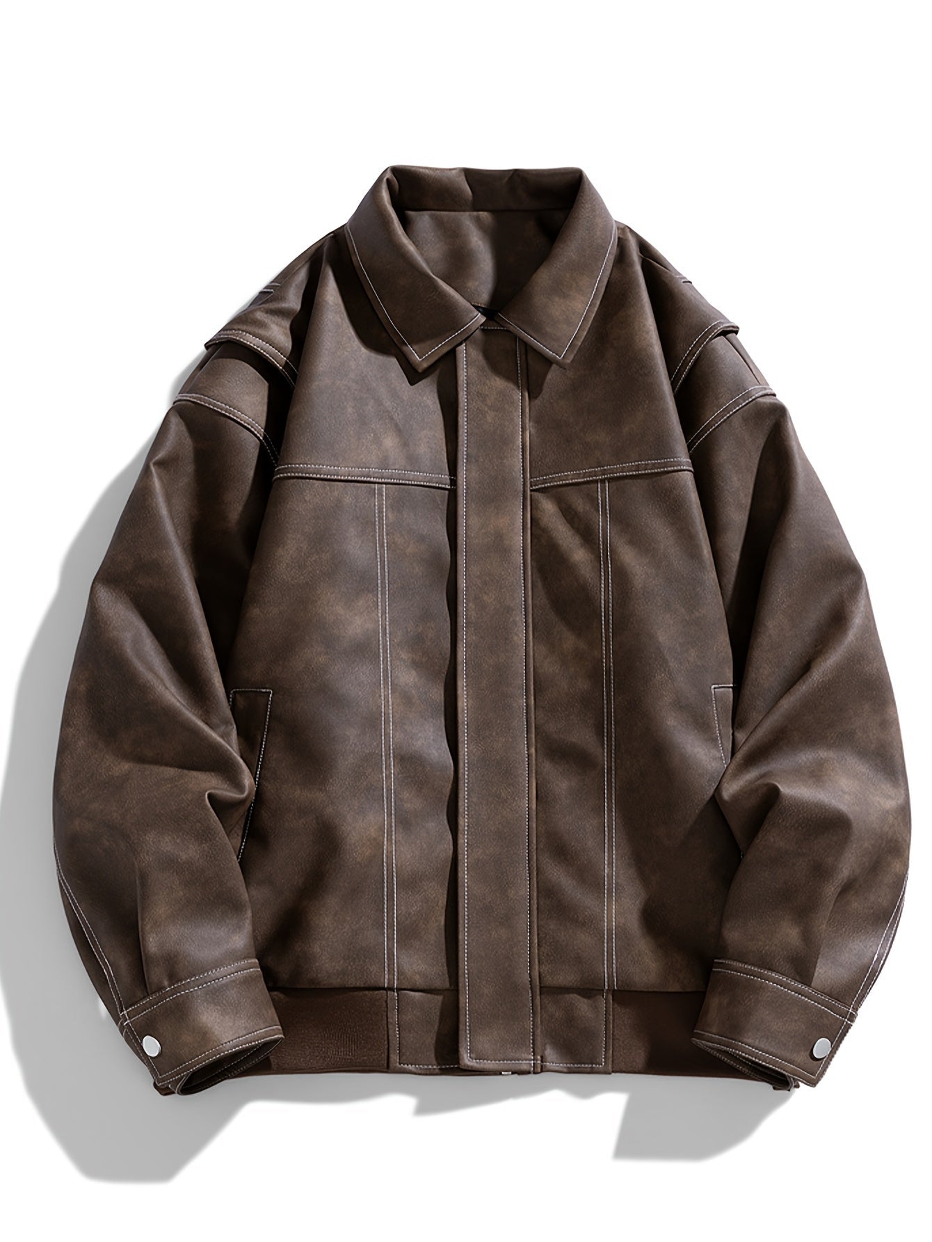 R&B | Kunstlederjacke mit Klappkragen und Taschen