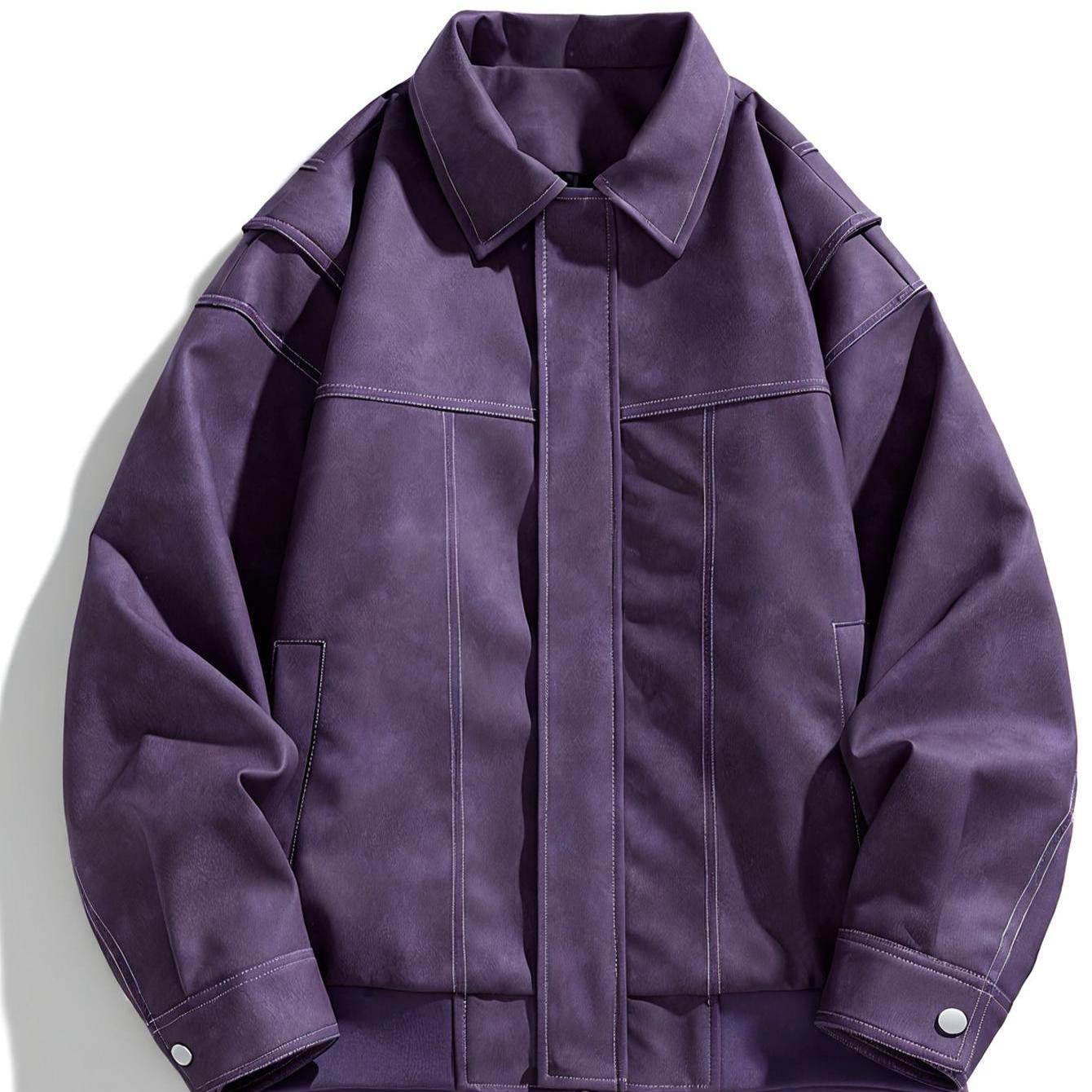 R&B | Kunstlederjacke mit Klappkragen und Taschen