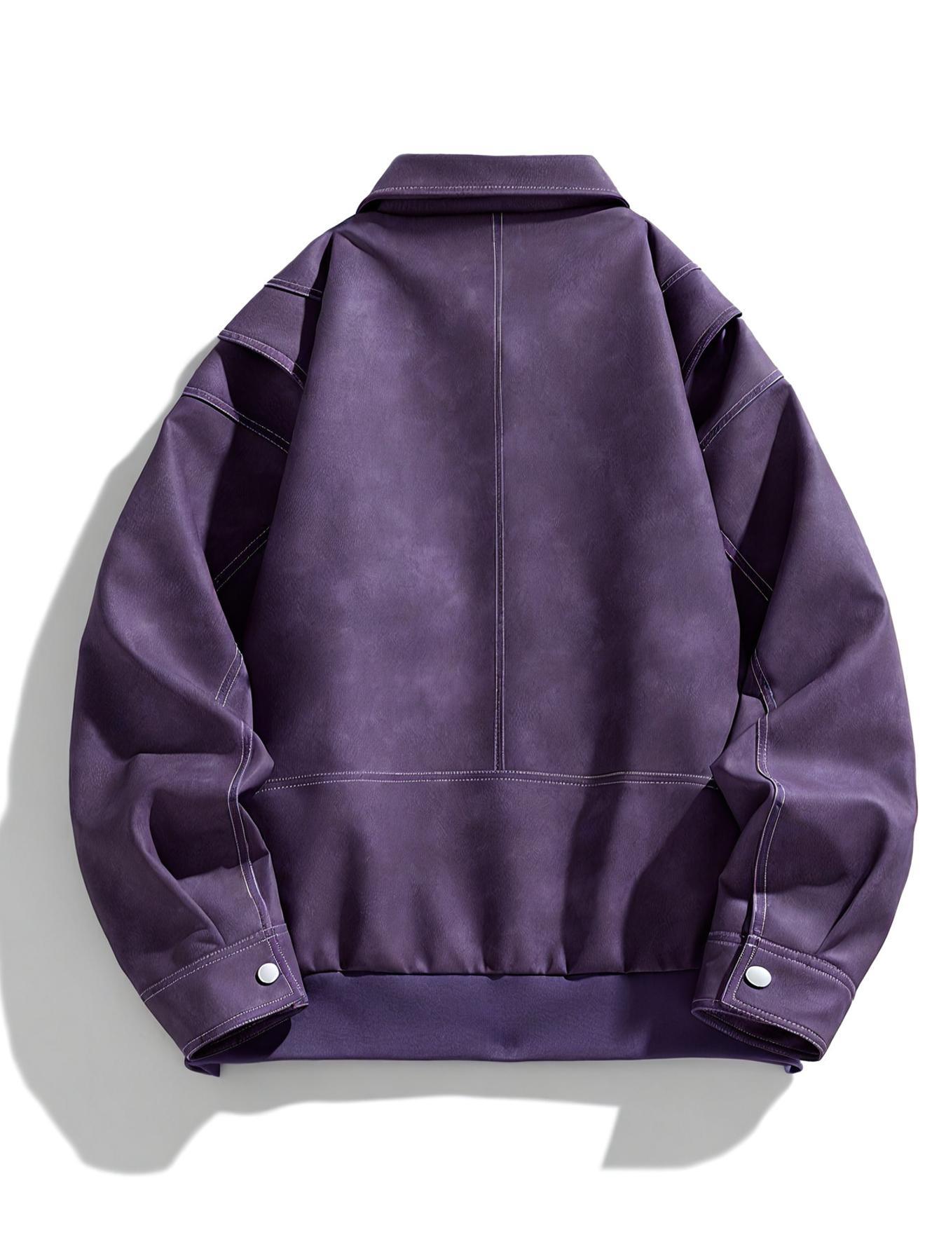 R&B | Kunstlederjacke mit Klappkragen und Taschen