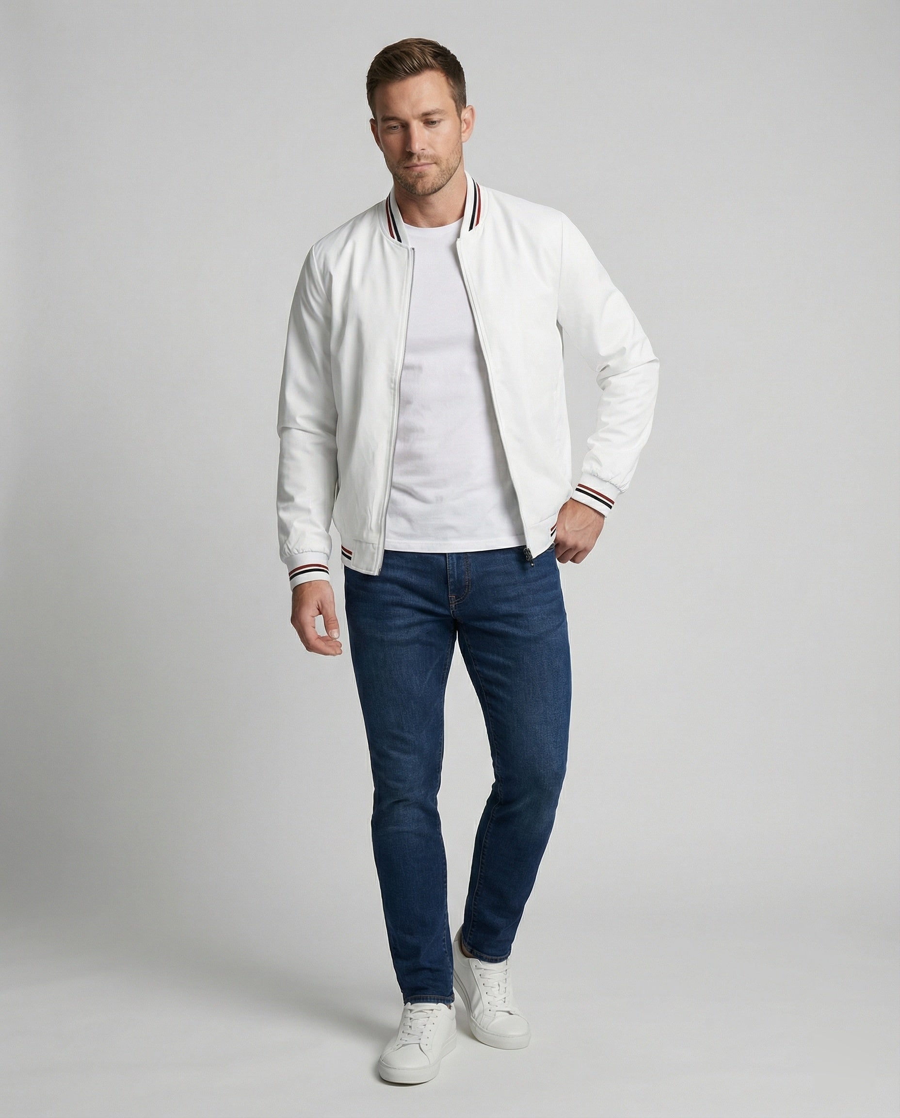 Herren Lässige Übergangsjacke mit Wasserabweisender Oberfläche & Stehkragen | EB