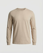 Herren Langarmshirt Baumwolle 240g Schweres Sportliches Rundhals Basic Shirt