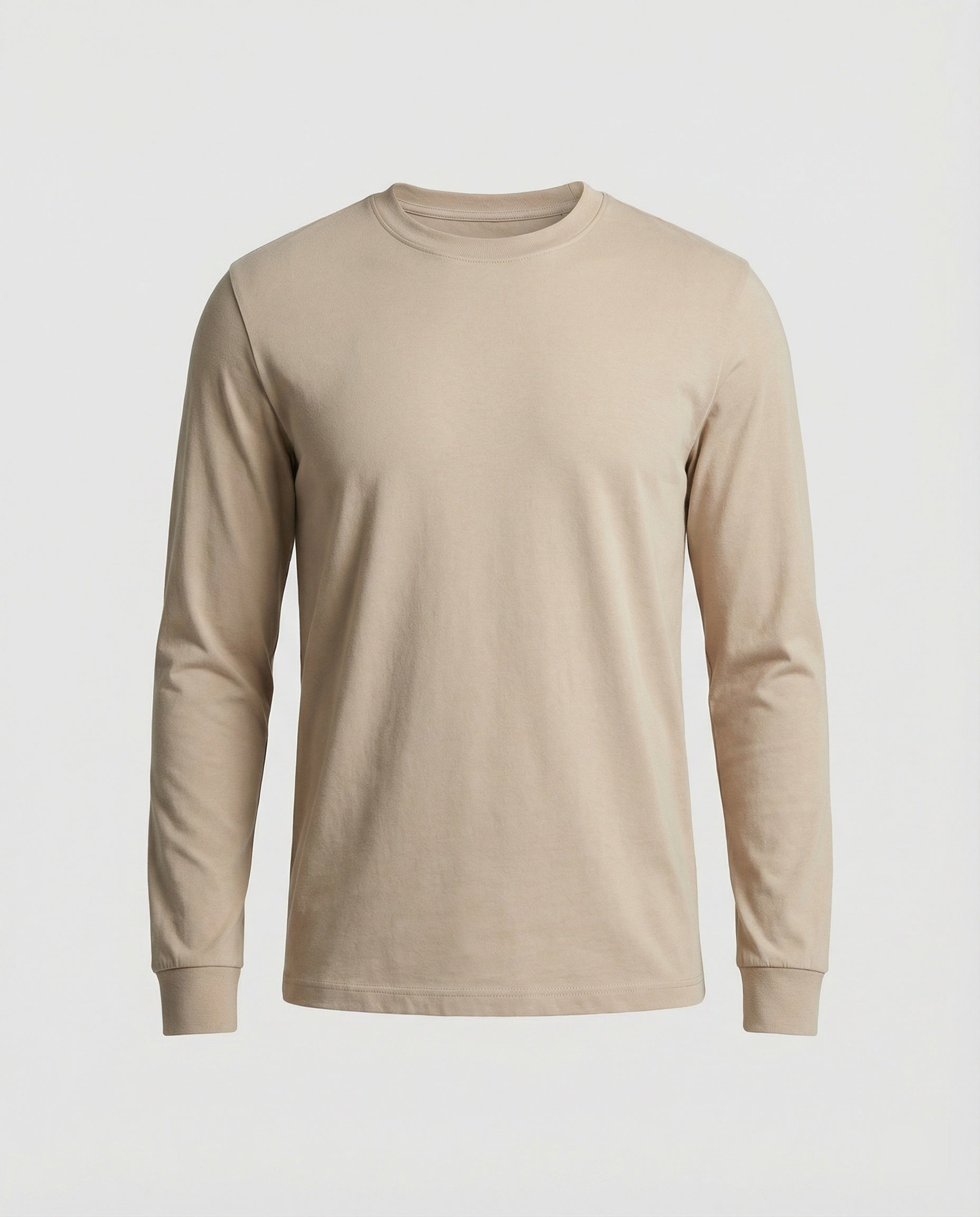 Herren Langarmshirt Baumwolle 240g Schweres Sportliches Rundhals Basic Shirt