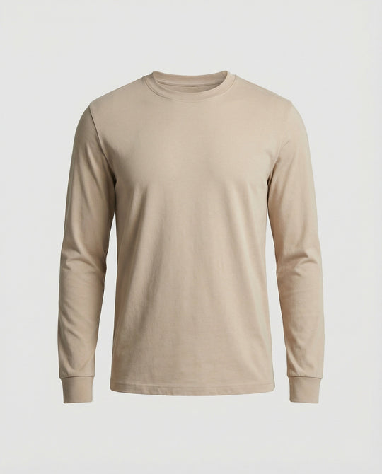 Herren Langarmshirt Baumwolle 240g Schweres Sportliches Rundhals Basic Shirt