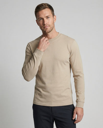 Herren Langarmshirt Baumwolle 240g Schweres Sportliches Rundhals Basic Shirt