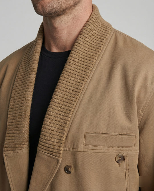 Kastiger Blouson mit geripptem Schalkragen, Druckknopffront und elastischem Saum R&B