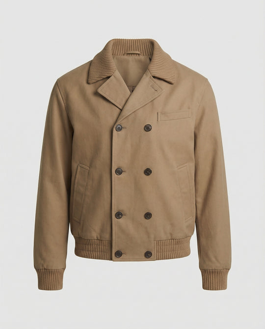 Kastiger Blouson mit geripptem Schalkragen, Druckknopffront und elastischem Saum R&B