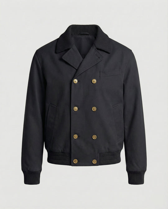 Kastiger Blouson mit geripptem Schalkragen, Druckknopffront und elastischem Saum R&B