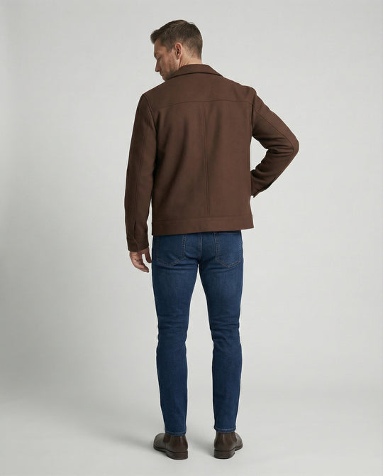 Moderner Minimalblouson mit Hemdkragen und verdeckter Front R&B